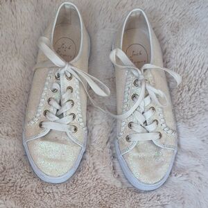 Jack Rogers Glitter Cream Sneakers